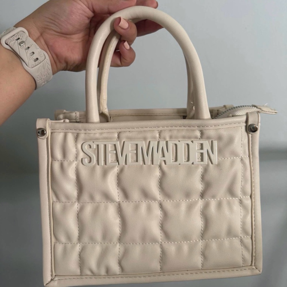 Steve Madden Ivory Quilted Satchel